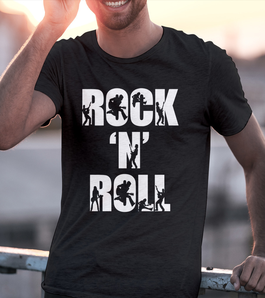 Rock 'N' Roll Guitarist Silhouette Icons T-Shirt