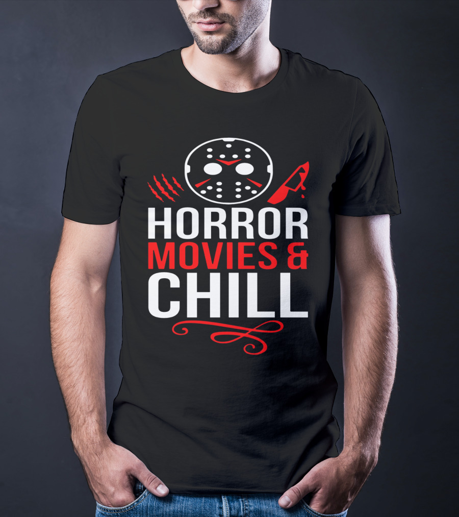 Horror Movies And Chill Hockey Mask Knife Relaxation T-Shirt