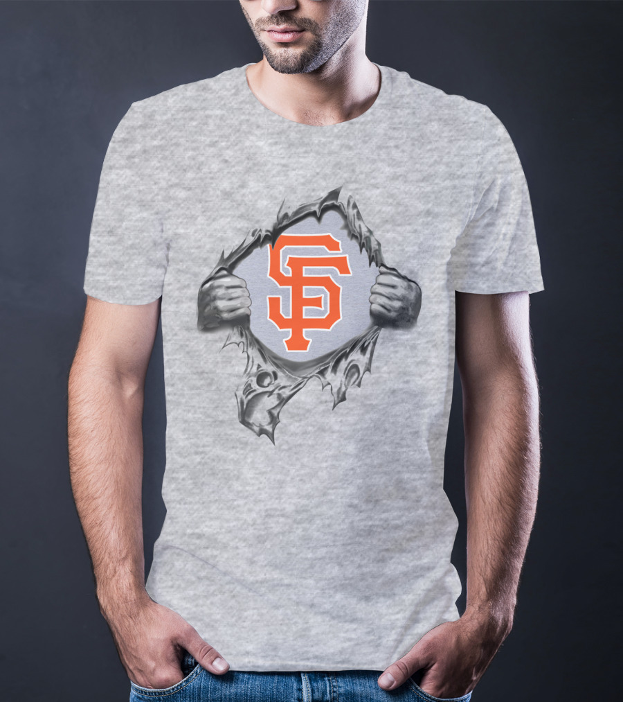 San Francisco Giants Logo Ripping Through Gray T-Shirt
