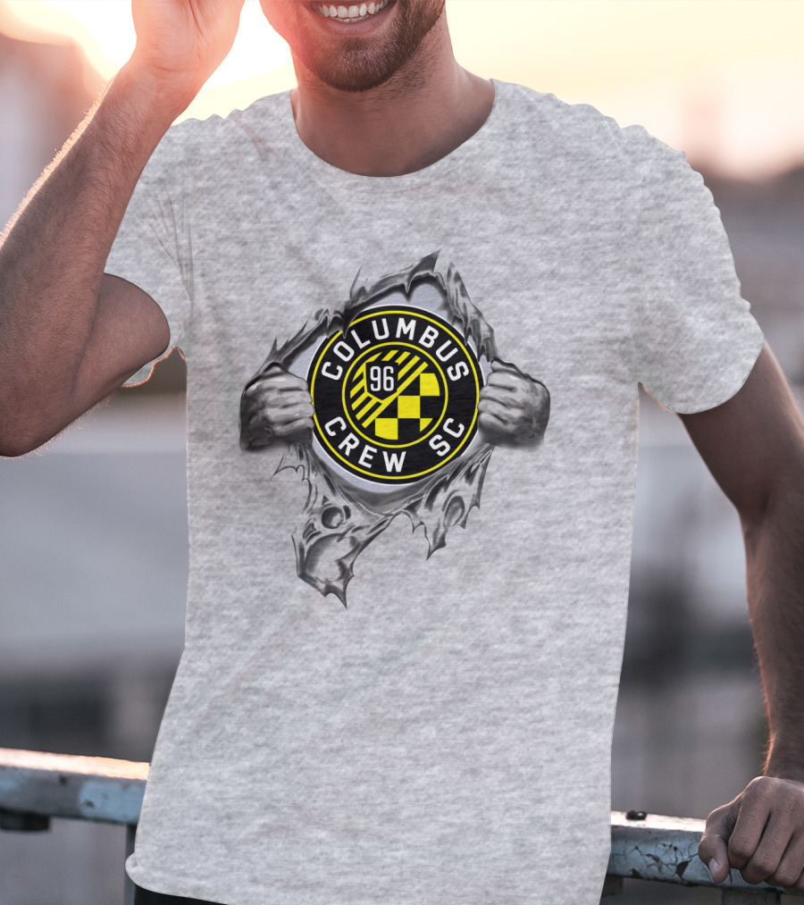 Columbus Crew Sc 96 Soccer Logo Through Metal Rip T-Shirt