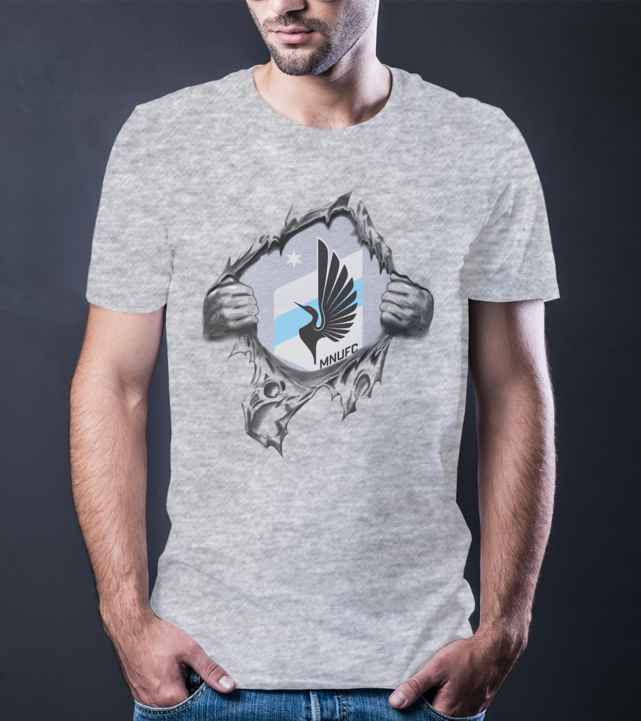 Mnufc Minnesota United Fc Logo With Wings And Star On Torn T-Shirt
