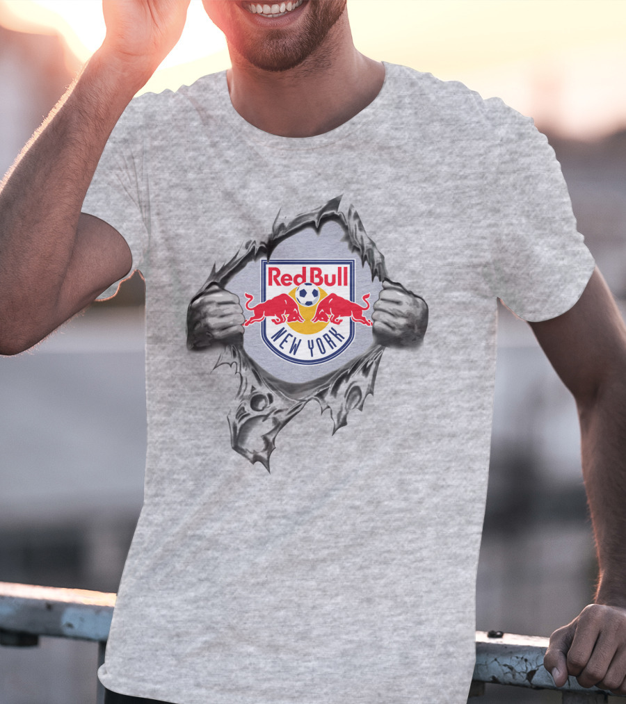 New York Red Bulls Logo With Ripped Effect T-Shirt