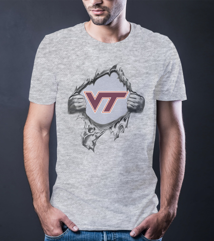 Vt Logo Breaking Through Virginia Tech Hokies T-Shirt