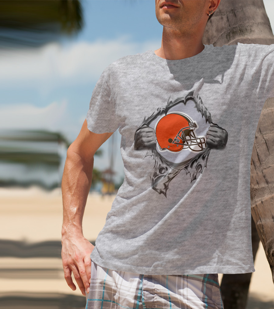 Cleveland Browns Helmet Burst Through T-Shirt