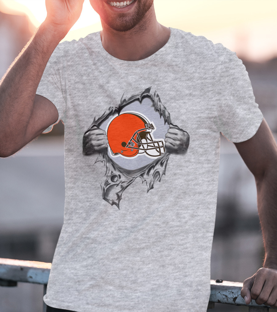 Cleveland Browns Helmet Burst Through T-Shirt