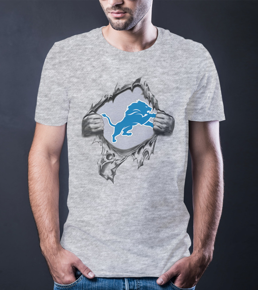 Detroit Lions Logo Ripped Reveal T-Shirt