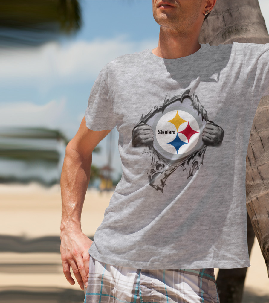 Pittsburgh Steelers Logo With Tearing Hands T-Shirt