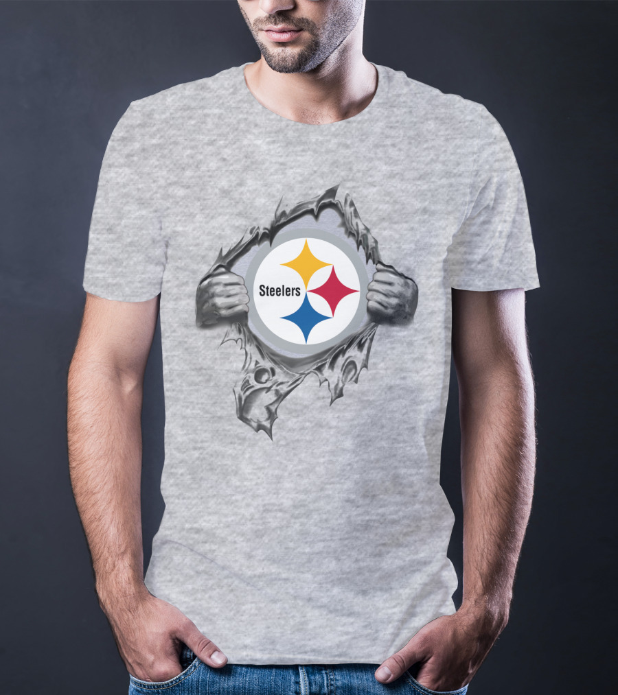 Pittsburgh Steelers Logo With Tearing Hands T-Shirt