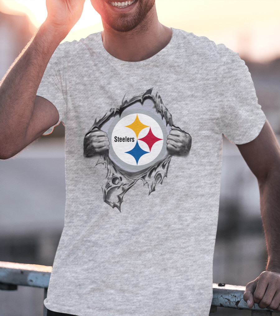 Pittsburgh Steelers Logo With Tearing Hands T-Shirt