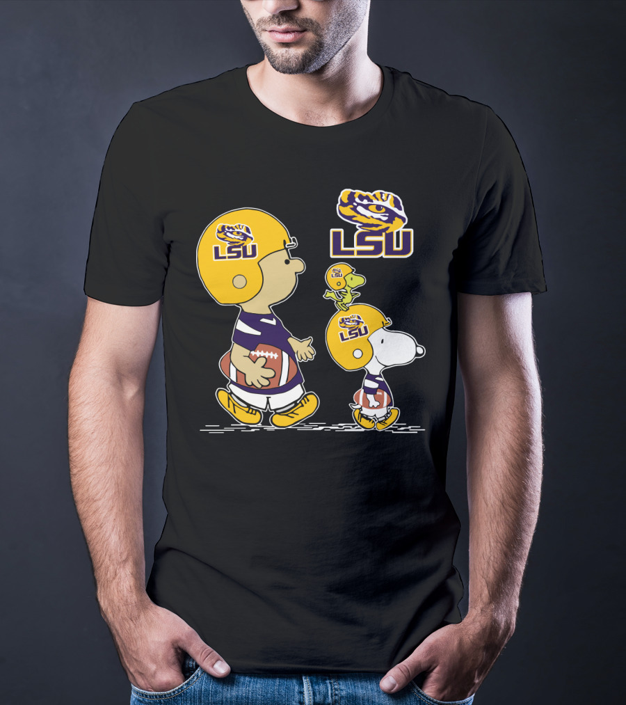 Lsu Tigers Football Peanuts Characters In Helmets T-Shirt