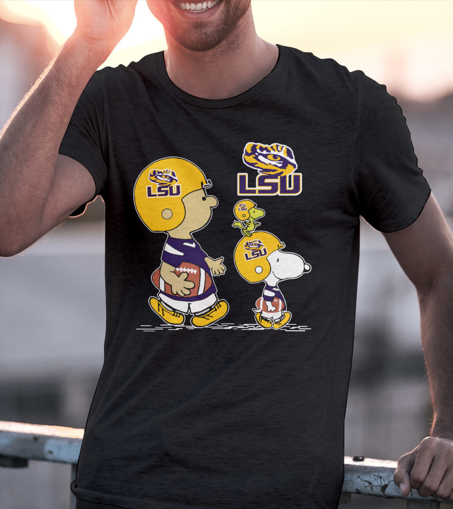 Lsu Tigers Football Peanuts Characters In Helmets T-Shirt