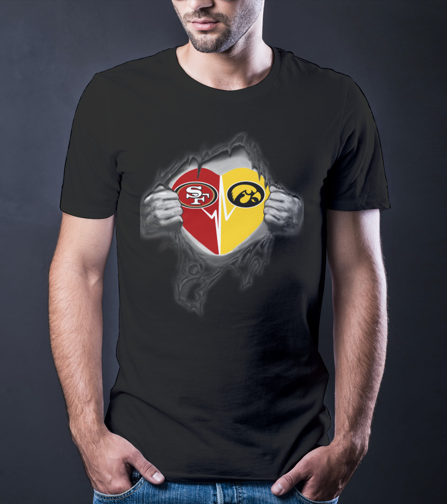 Iowa Hawkeyes San Francisco 49ers Heart Logo Fusion T-Shirt