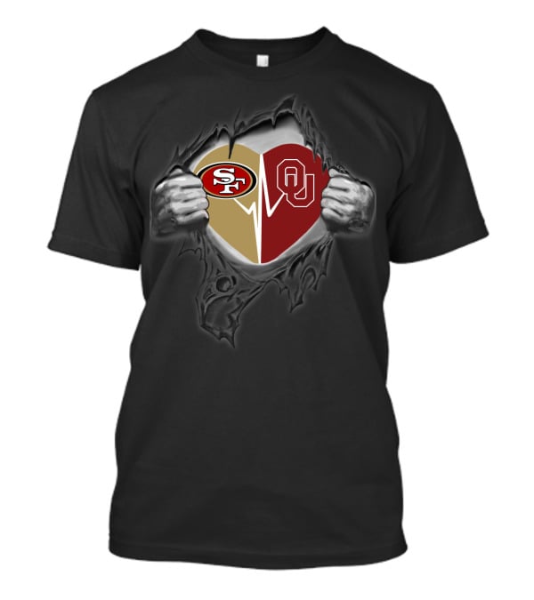 Oklahoma Sooners San Francisco 49ers Heartbeat Fan Passion T-Shirt