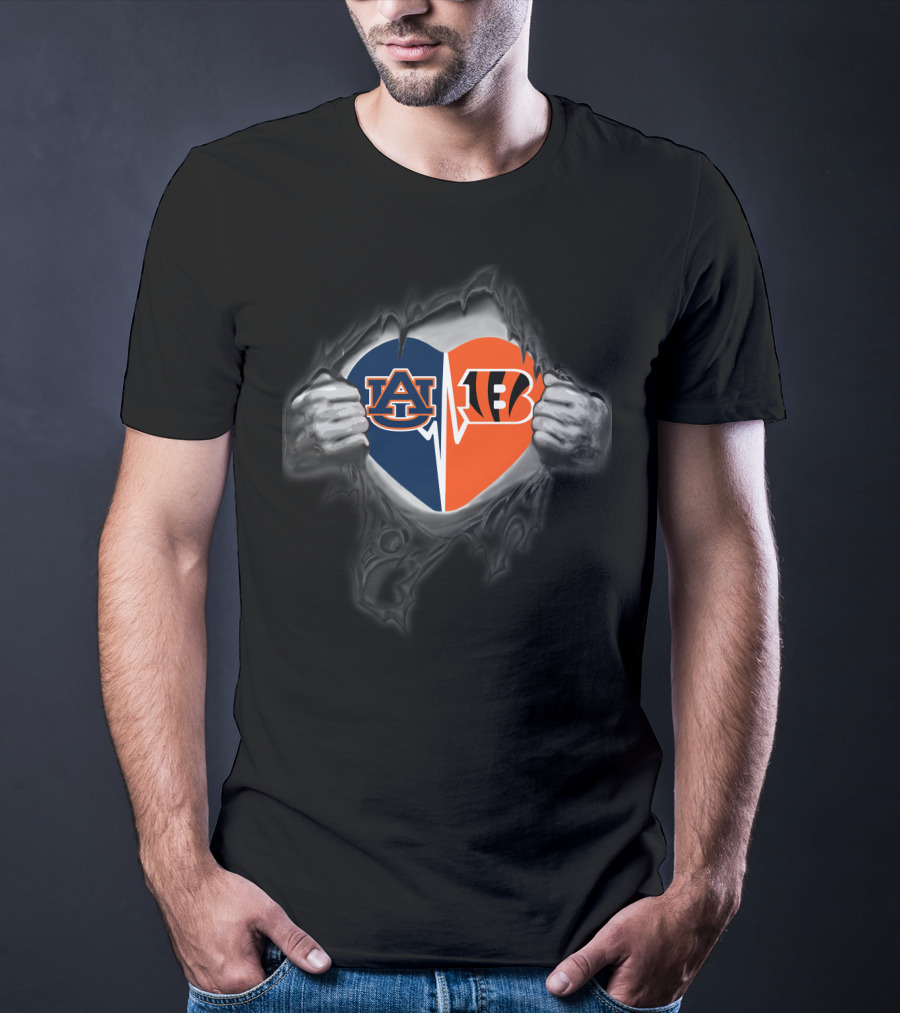 Auburn Tigers Cincinnati Bengals Heart T-Shirt