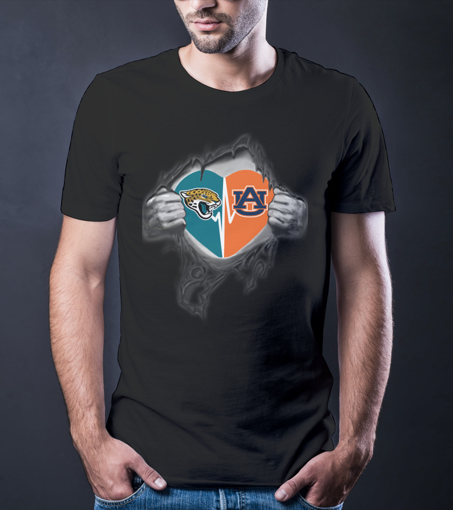 Jacksonville Jaguars Auburn Tigers Heart T-Shirt