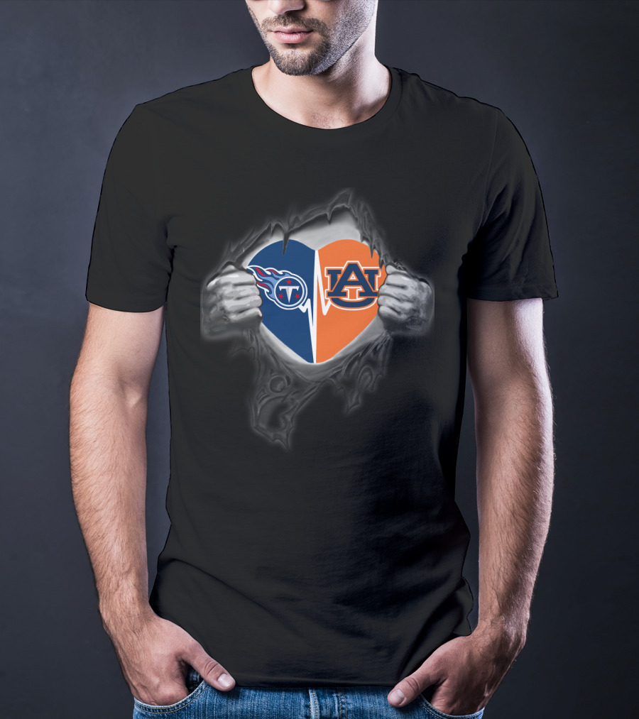 Titans Auburn Heart With Dual Logos T-Shirt