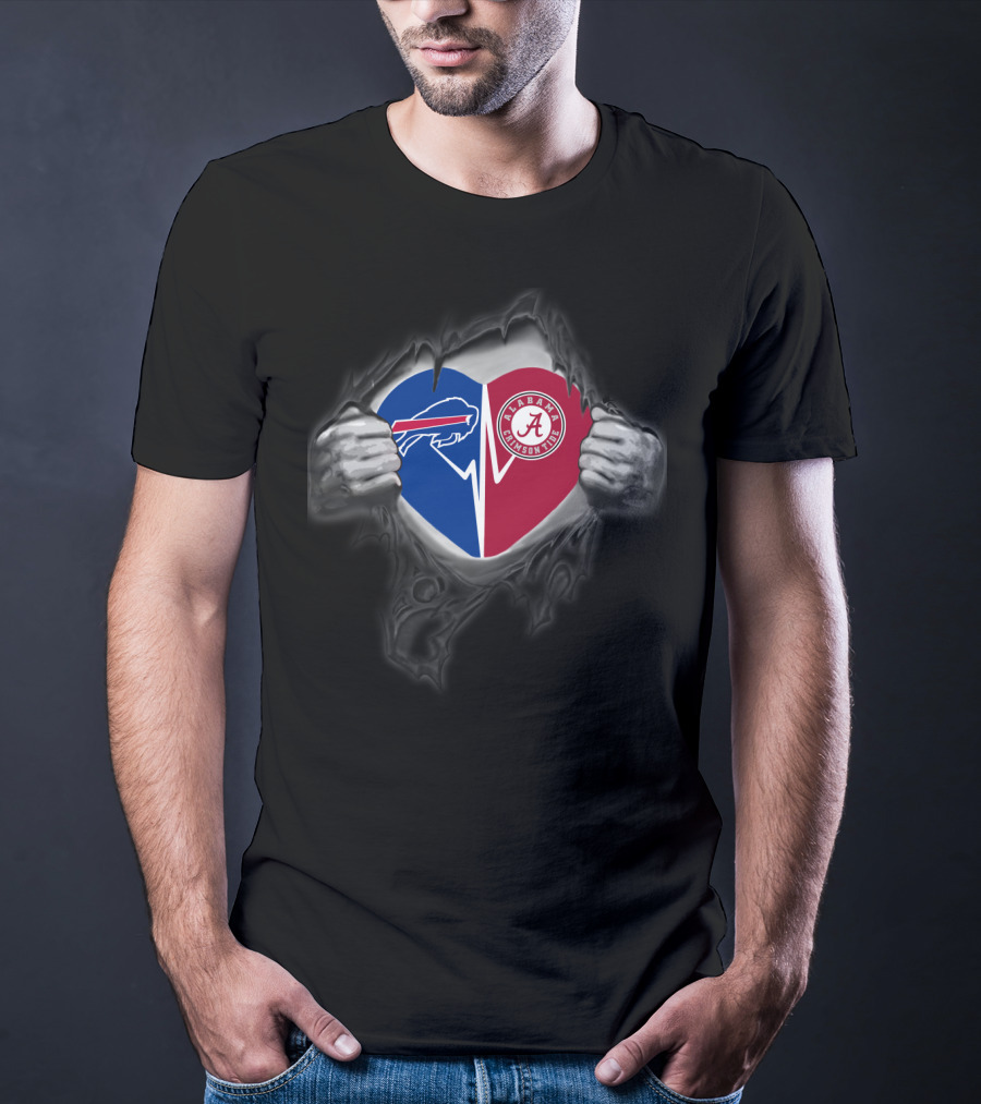 Bills Alabama Crimson Tide Heart Reveal T-Shirt