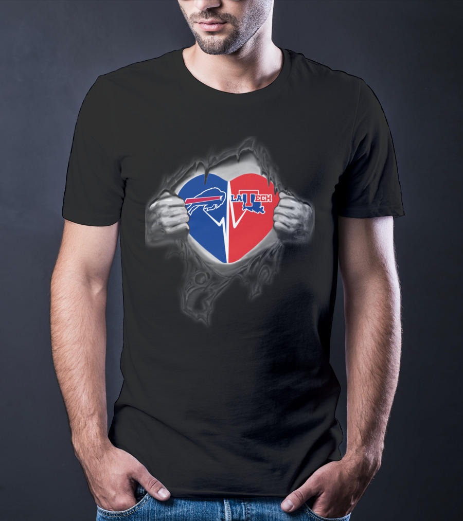 Buffalo Cowboys Louisiana Tech Bulldogs Heart Combo T-Shirt