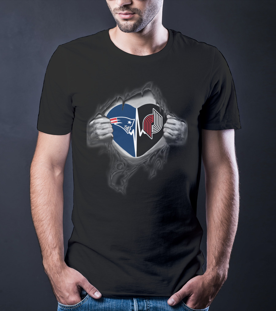 Blazers Patriots Heart Ripped Open Hands T-Shirt