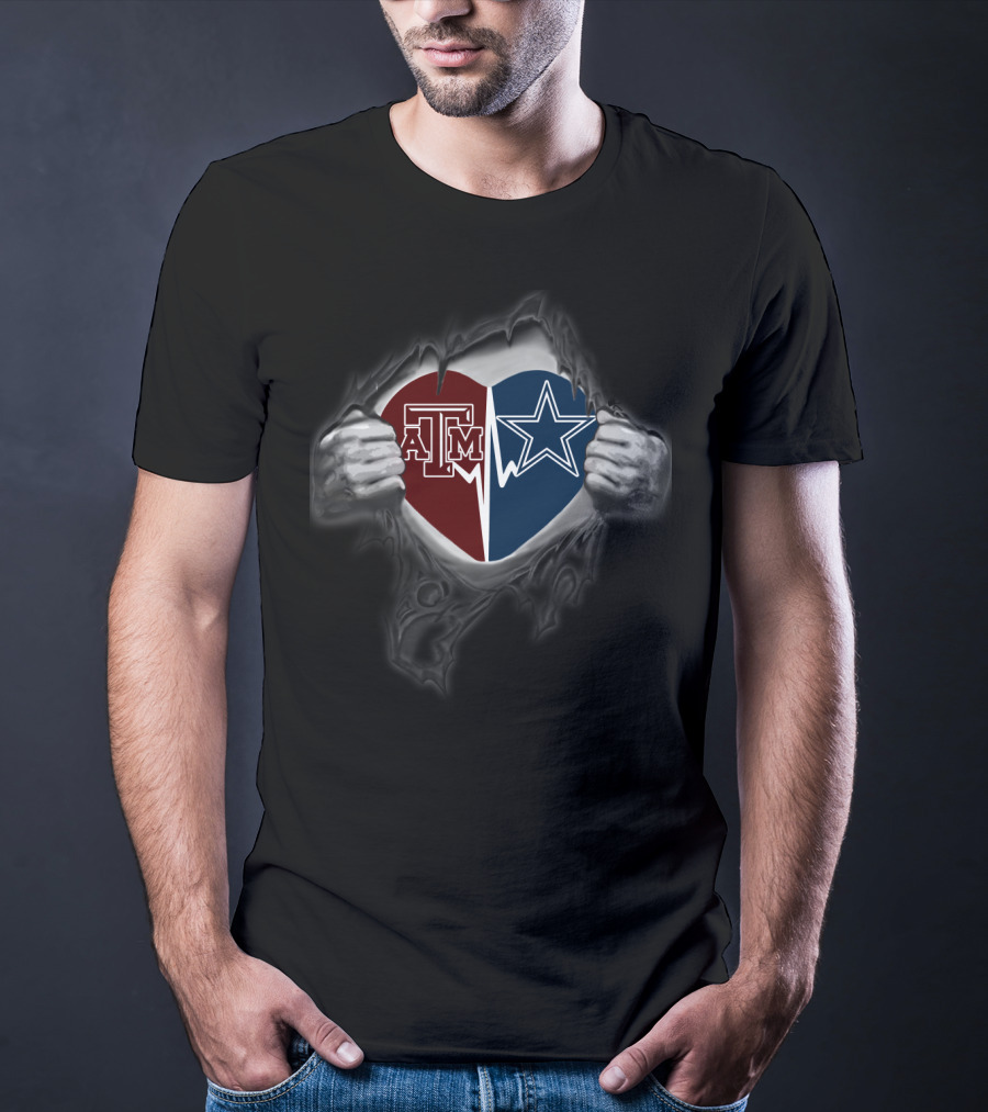 Texas A&M Aggies Cowboys Dual Heart T-Shirt