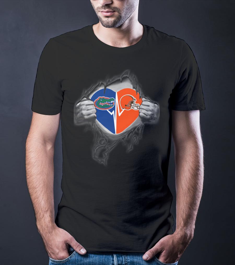 Cleveland Browns Florida Gators Heart Logo Reveal T-Shirt