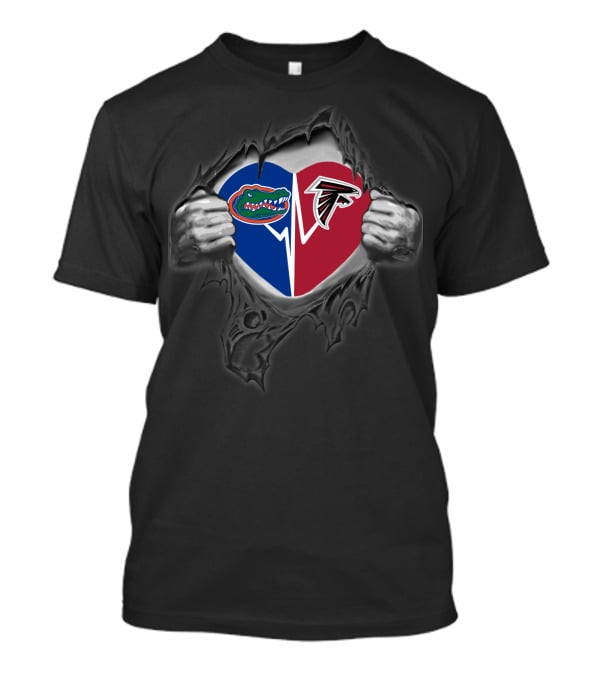 Atlanta Falcons Florida Gators Heart Split Allegiance T-Shirt