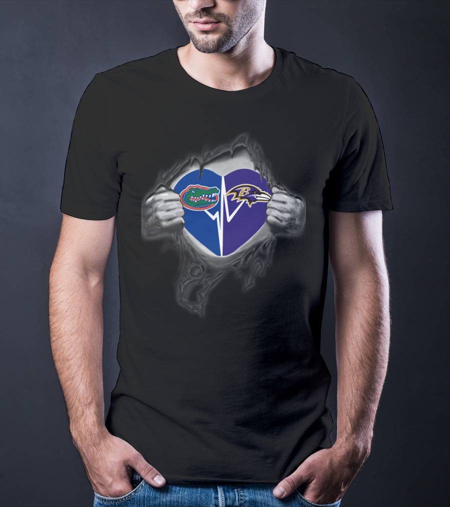 Ravens Gators Heart Logo Mashup T-Shirt