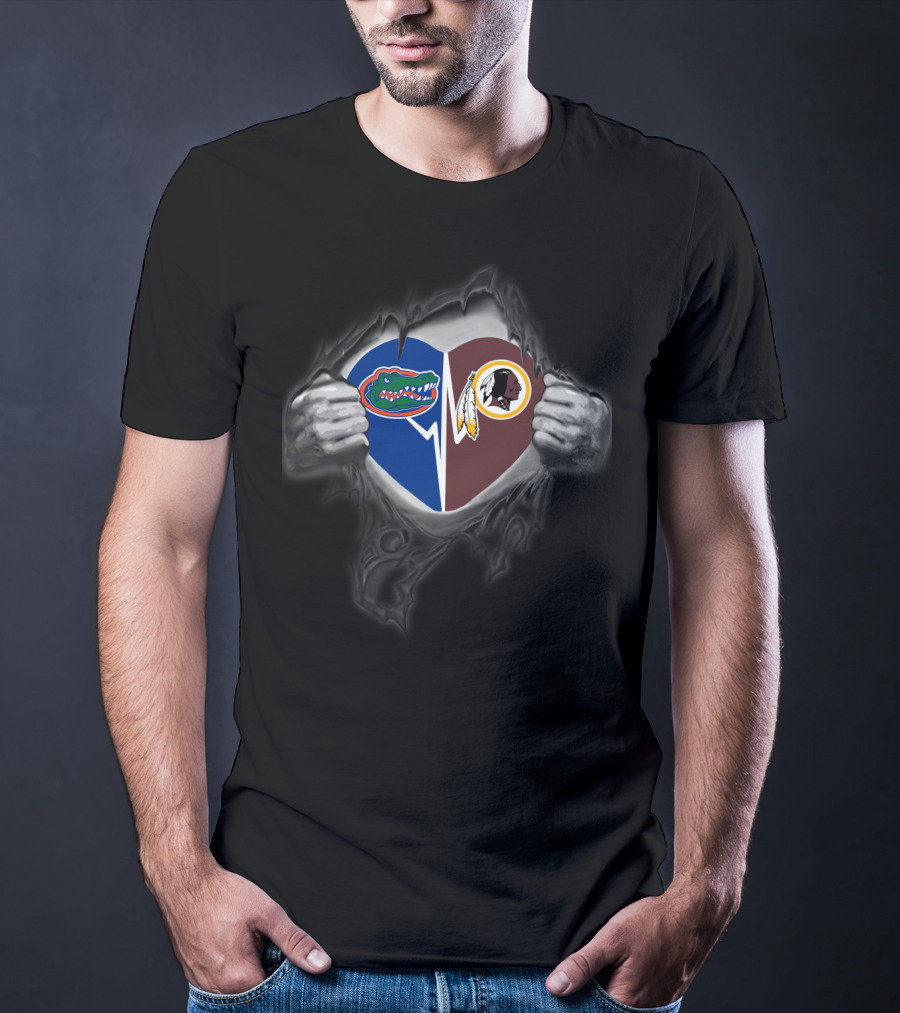Florida Gators Washington Redskins Heart Logo Illustrations T-Shirt