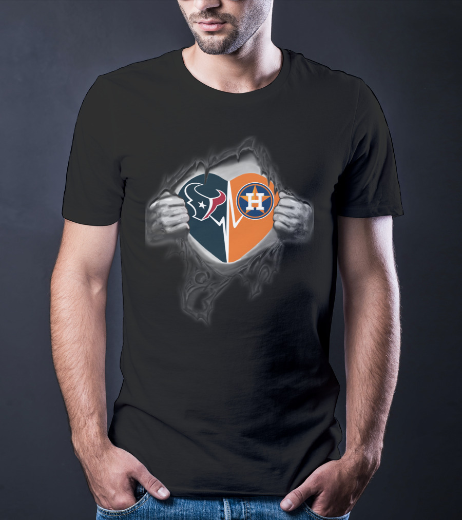 Ripped Heart Texans Astros Fan Loyalty T-Shirt