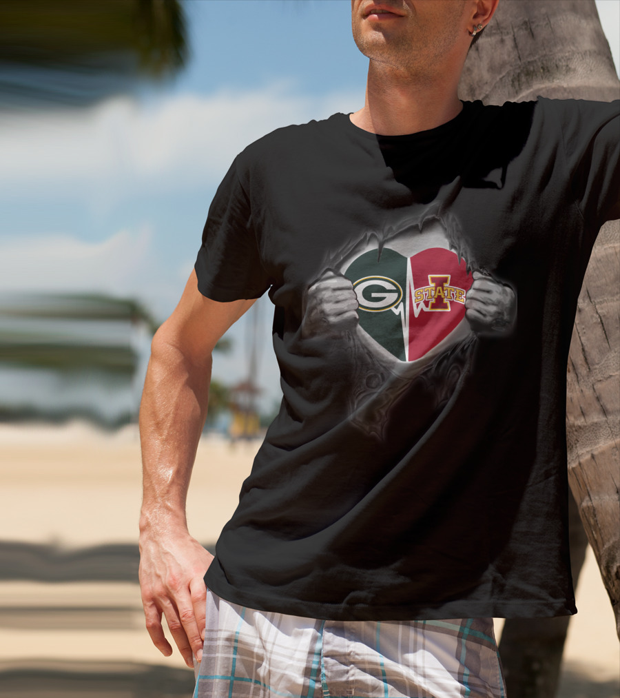 Green Bay Packers Iowa State Cyclones Heart T-Shirt
