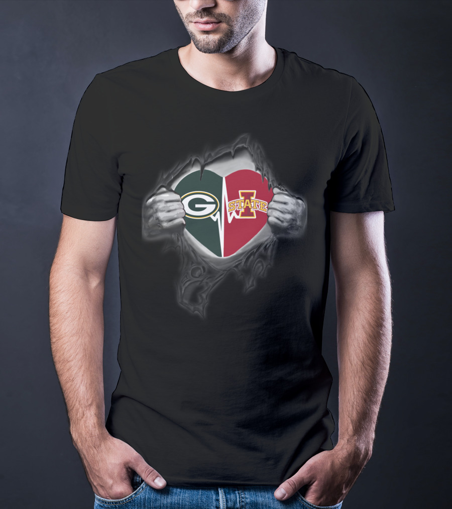 Green Bay Packers Iowa State Cyclones Heart T-Shirt