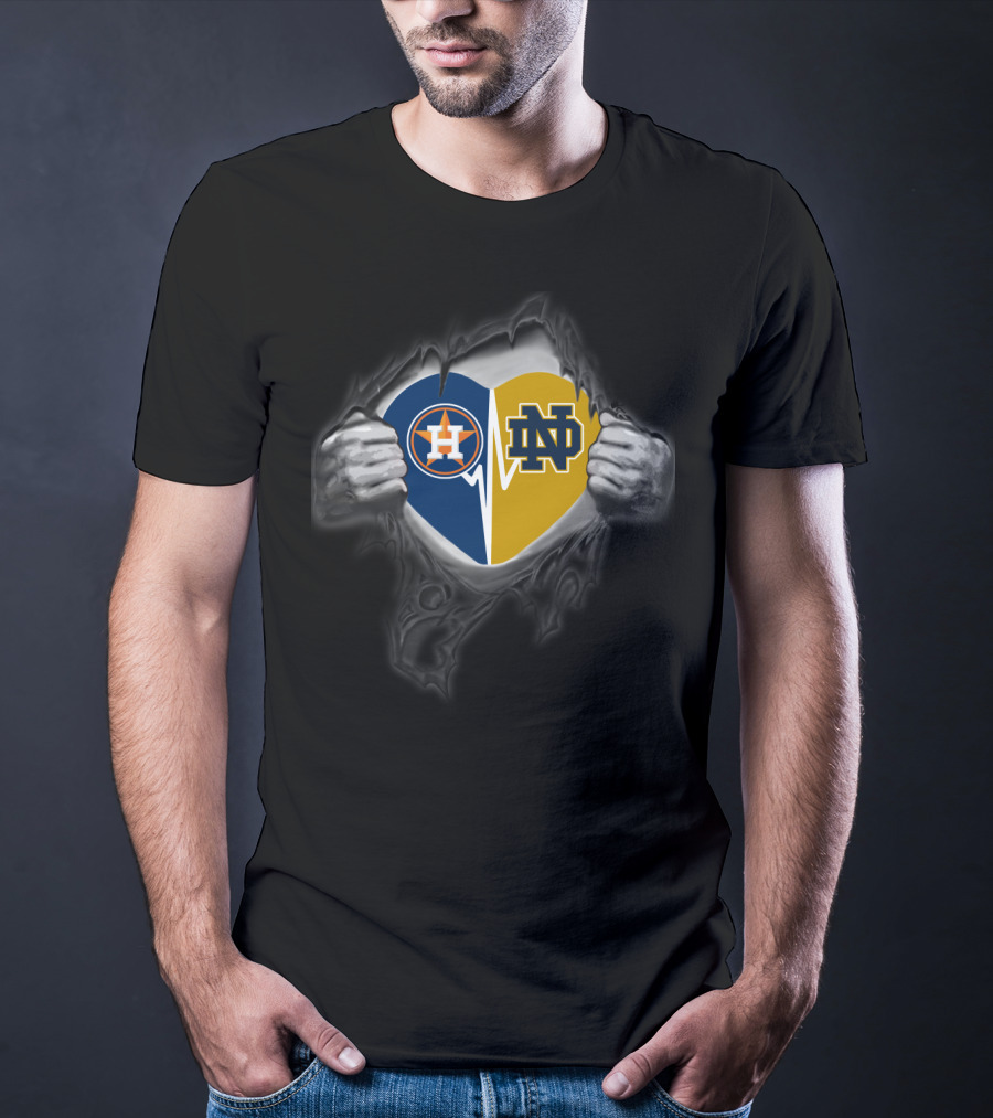Astros Notre Dame Heart Rip T-Shirt