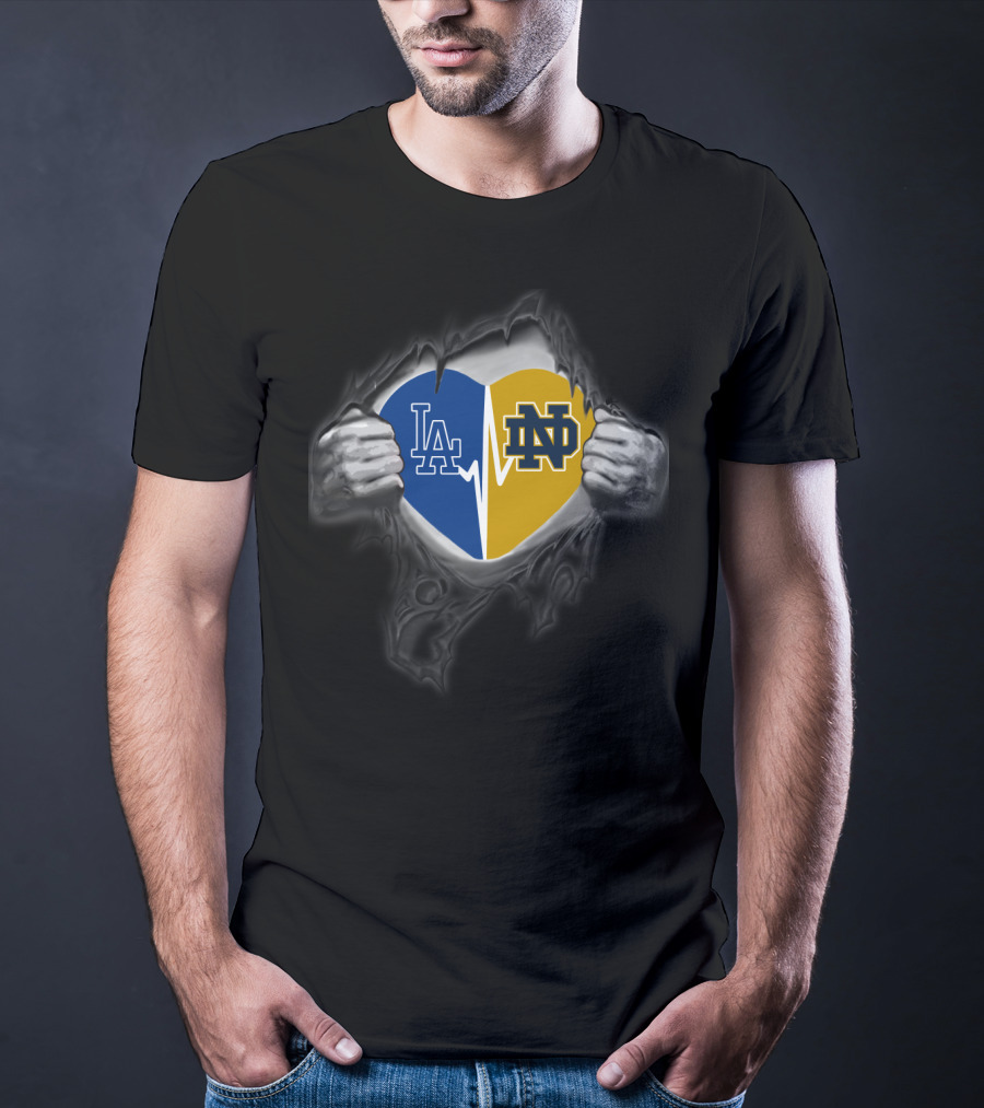 La Dodgers Notre Dame Heart Logo Fusion T-Shirt