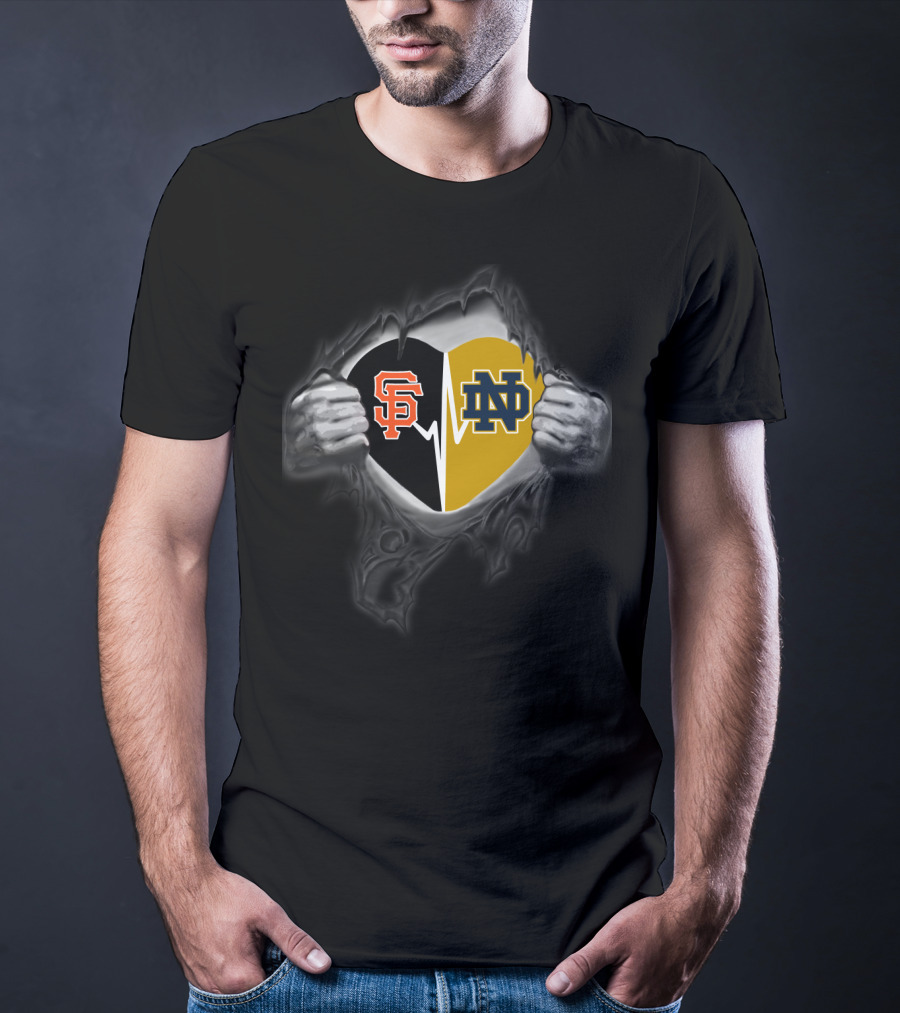 San Francisco Giants Notre Dame Fighting Irish Heart T-Shirt