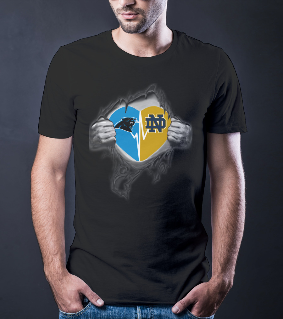 Panthers Nd Heart Inside Steel Rip T-Shirt