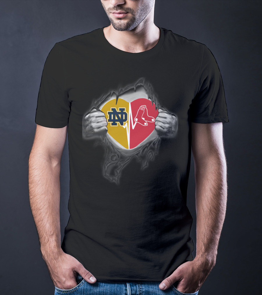 Notre Dame Boston Red Sox Heart T-Shirt