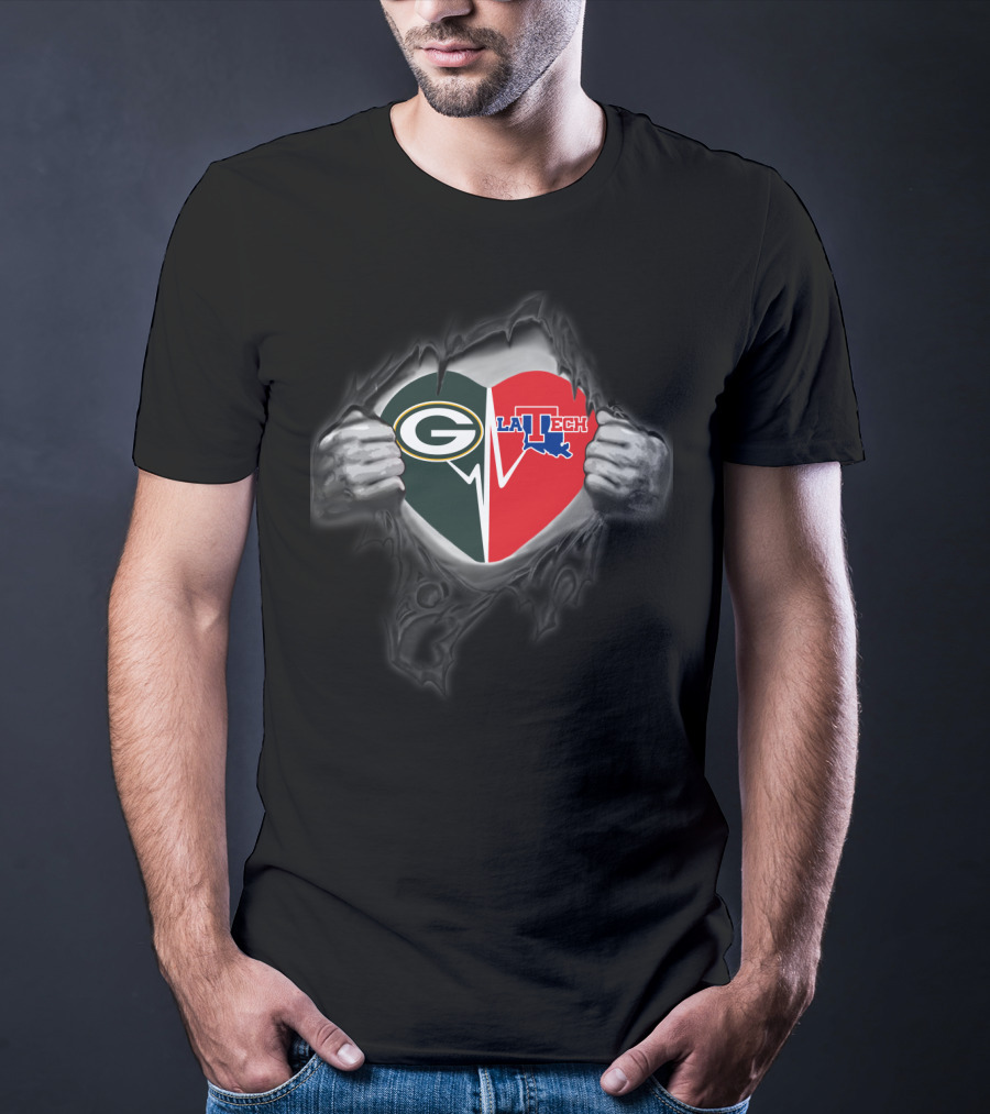 Packers Green Bay Louisiana Tech Bulldogs Heart T-Shirt