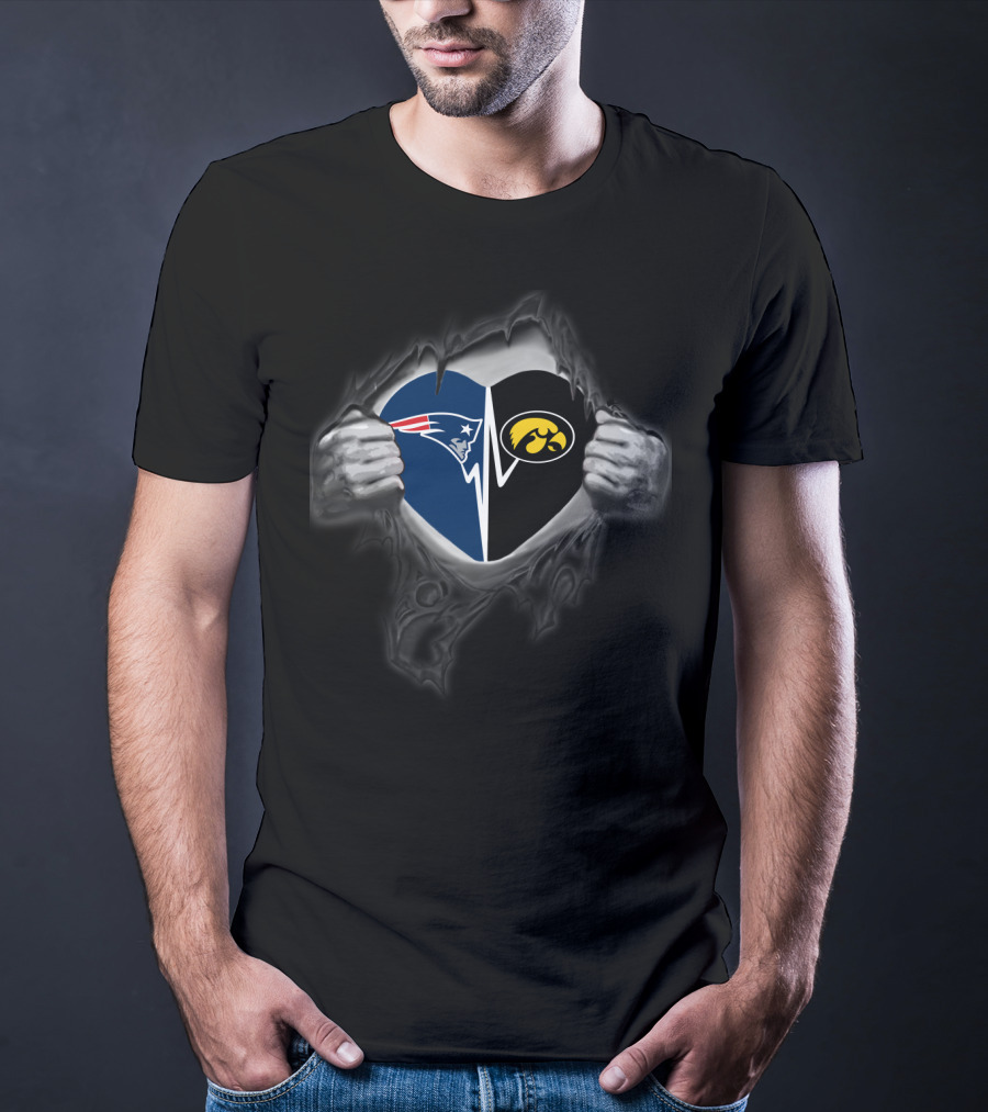 Patriots Iowa Hawkeyes Heart Split T-Shirt