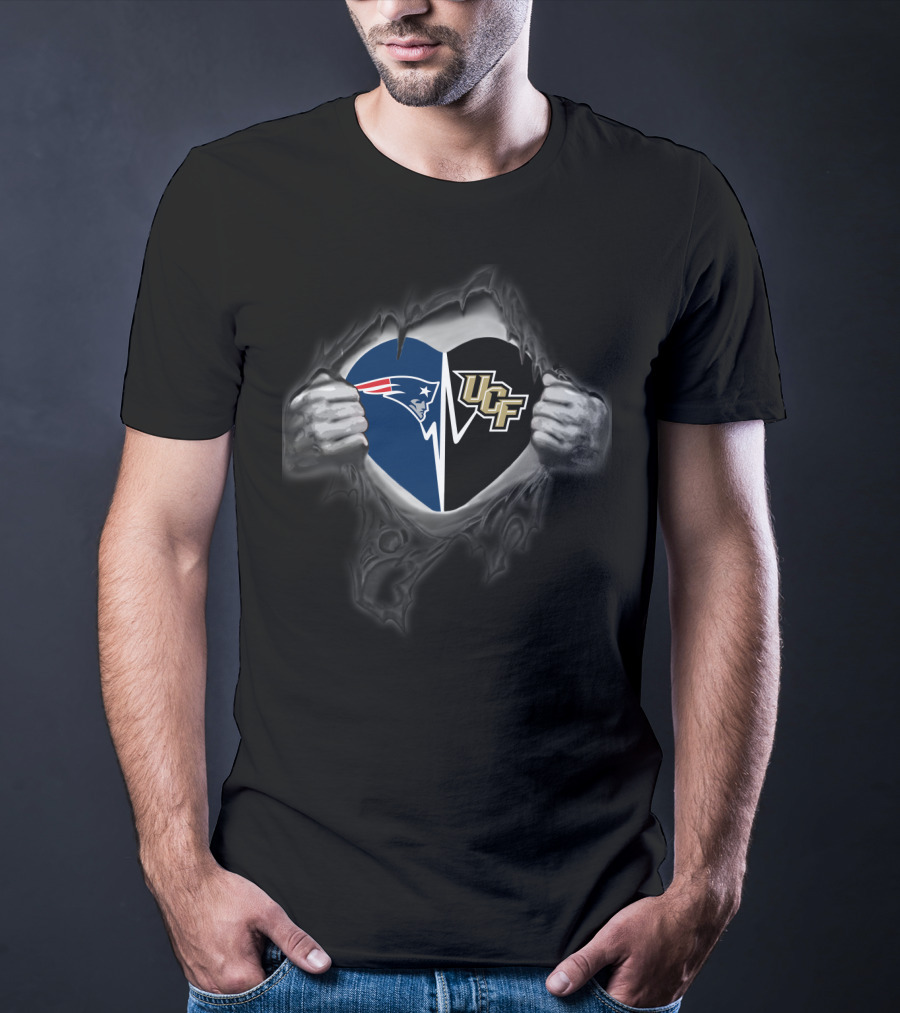 New England Patriots Ucf Knights Heart T-Shirt