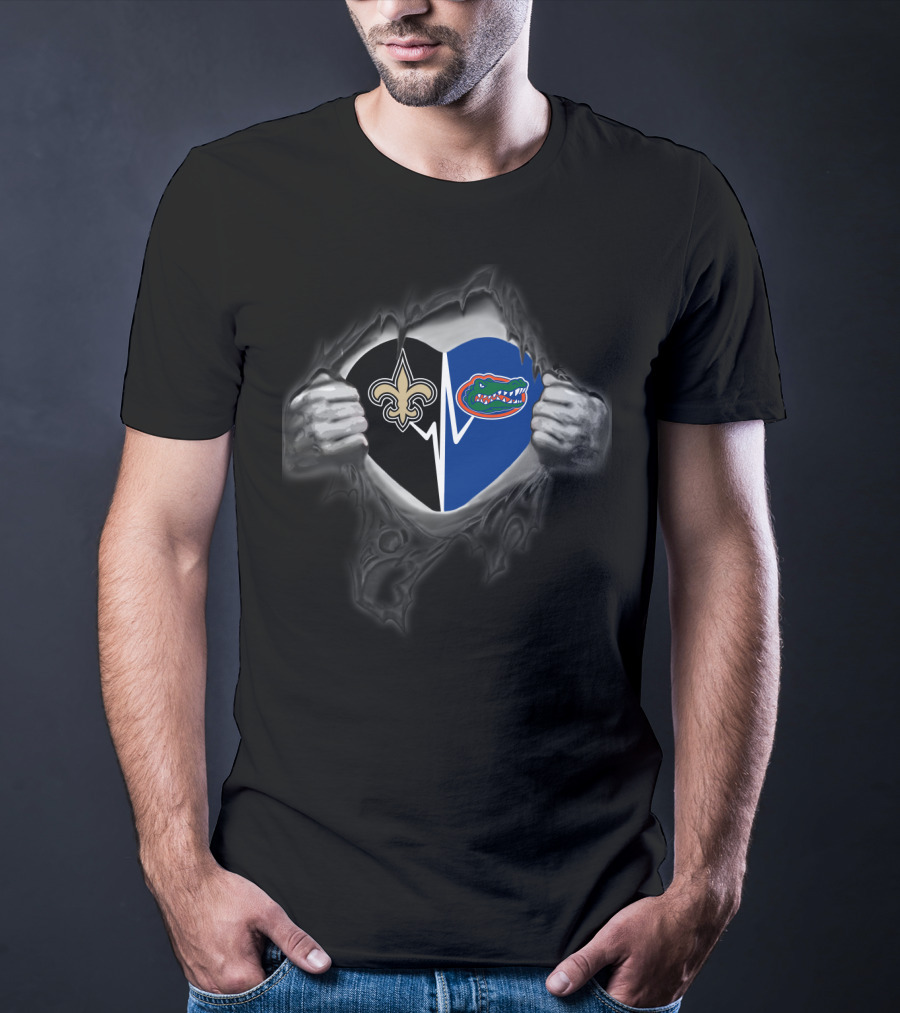 New Orleans Saints Florida Gators Heart T-Shirt