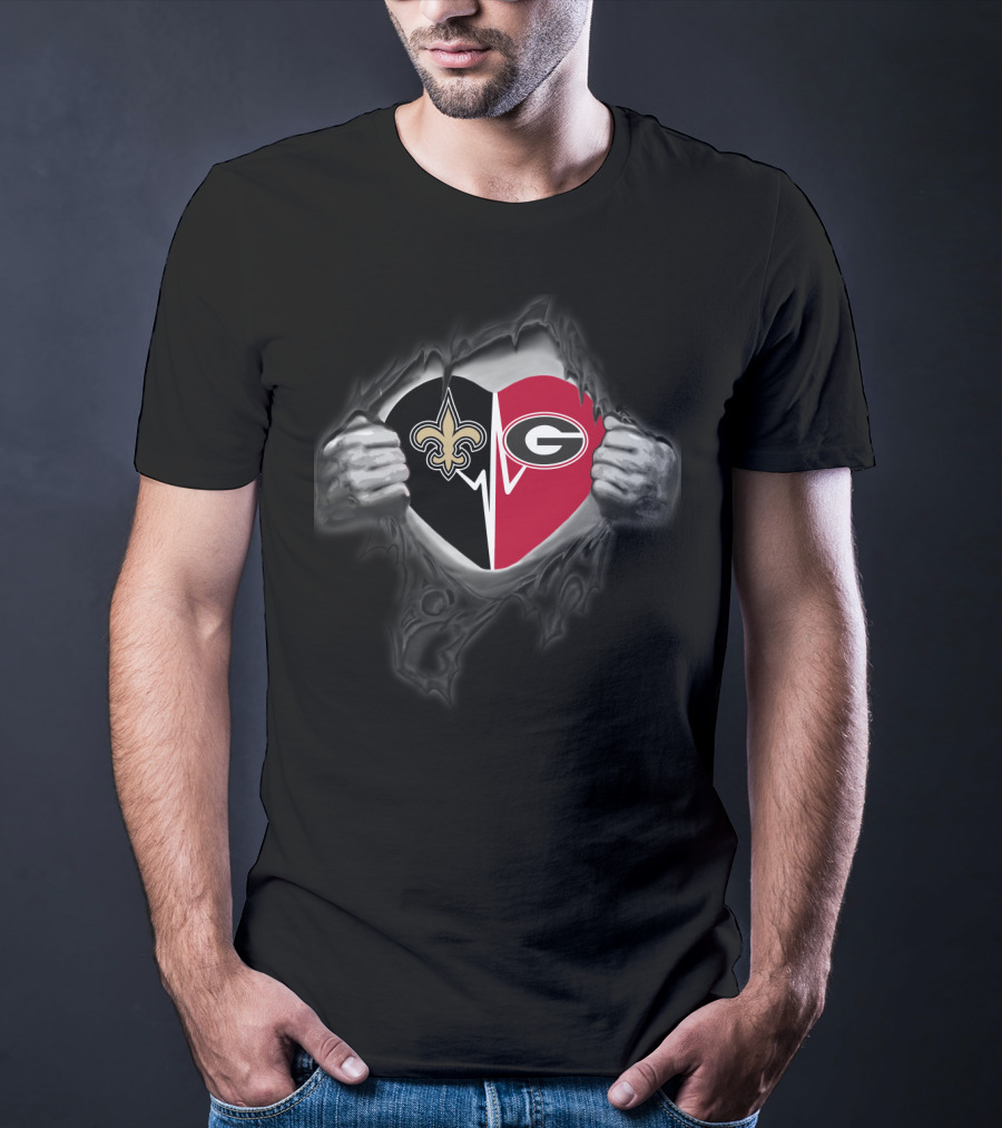 Saints Georgia Bulldogs Heartbeat Dual Allegiance T-Shirt