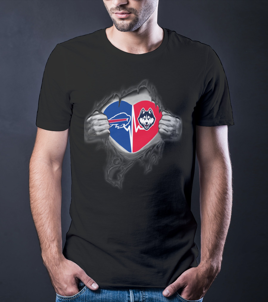 Buffalo Bills Uconn Huskies Heartbeat Fan Passion T-Shirt