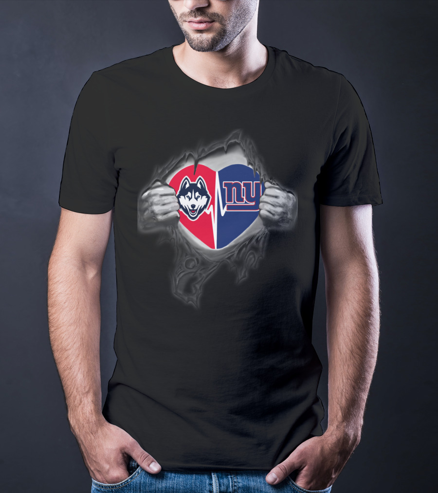 Giants Uconn Huskies Heart Logo Collaboration T-Shirt