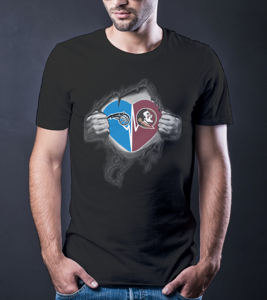 Orlando Magic Seminoles Heart Split T-Shirt