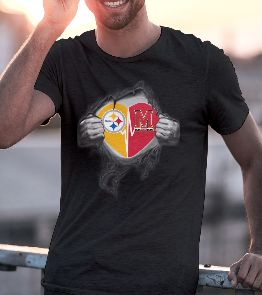 Steelers Maryland Terrapins Heart Reveal T-Shirt