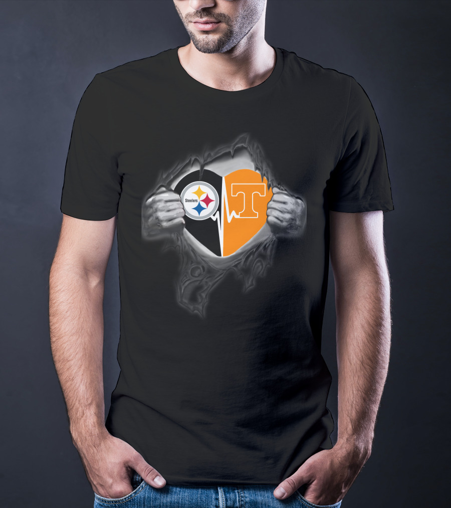 Steelers Tennessee Volunteers Heart Logo Fusion T-Shirt