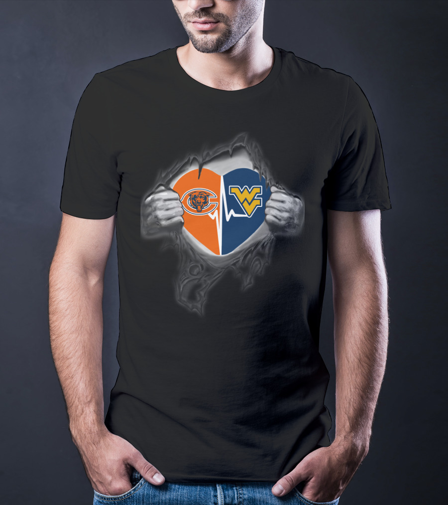 Chicago Bears West Virginia Mountaineers Heart Split T-Shirt