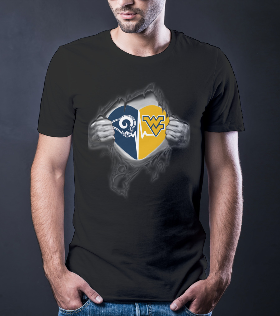 Rams Heart Split With West Virginia Mountaineers T-Shirt