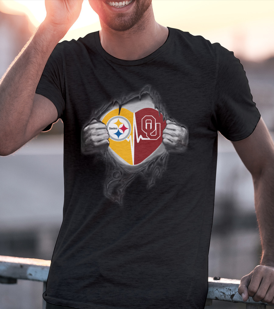Steelers Heartbeat Oklahoma Sooners Fan Pride T-Shirt