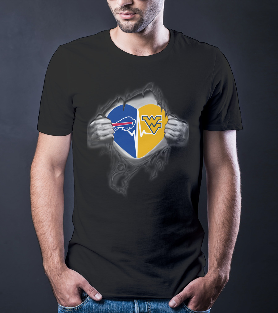 Buffalo Bills West Virginia Mountaineers Heartbeat T-Shirt